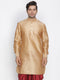 Men's Rose Gold Silk Blend Curved Kurta